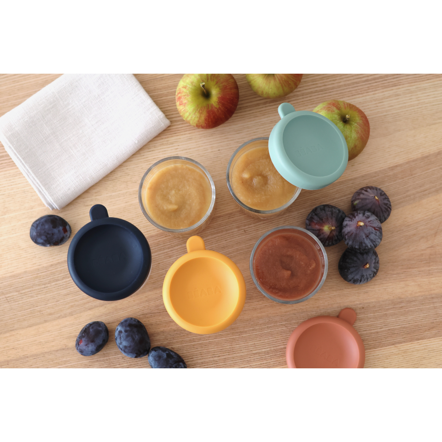 Beaba - Set Of 6 Glass Portion Jar 250ml Sunrise Color Mix